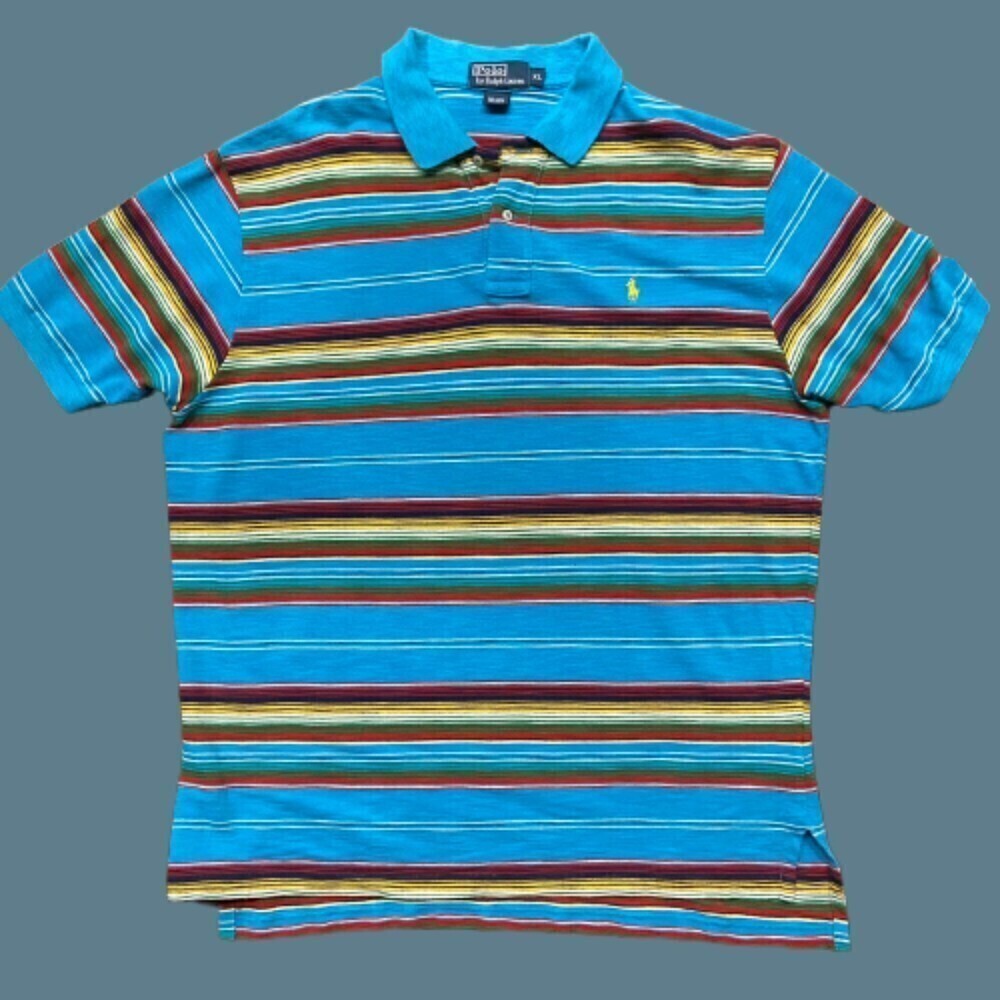 Polo Ralph Lauren Vintage 90s Combed Cotton Multicolored Shirt Men's Extra Large
